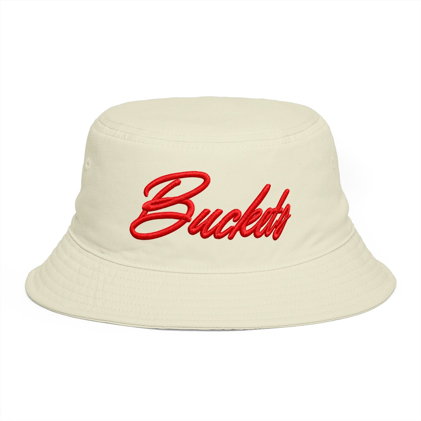 Bucket Hat — Retro Script 'Bucketd' Embroidered Brown Summer Hat