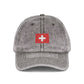 Red Vintage Embroidered Cross Cap - Washed Baseball Hat Hats Printify One size Charcoal Grey