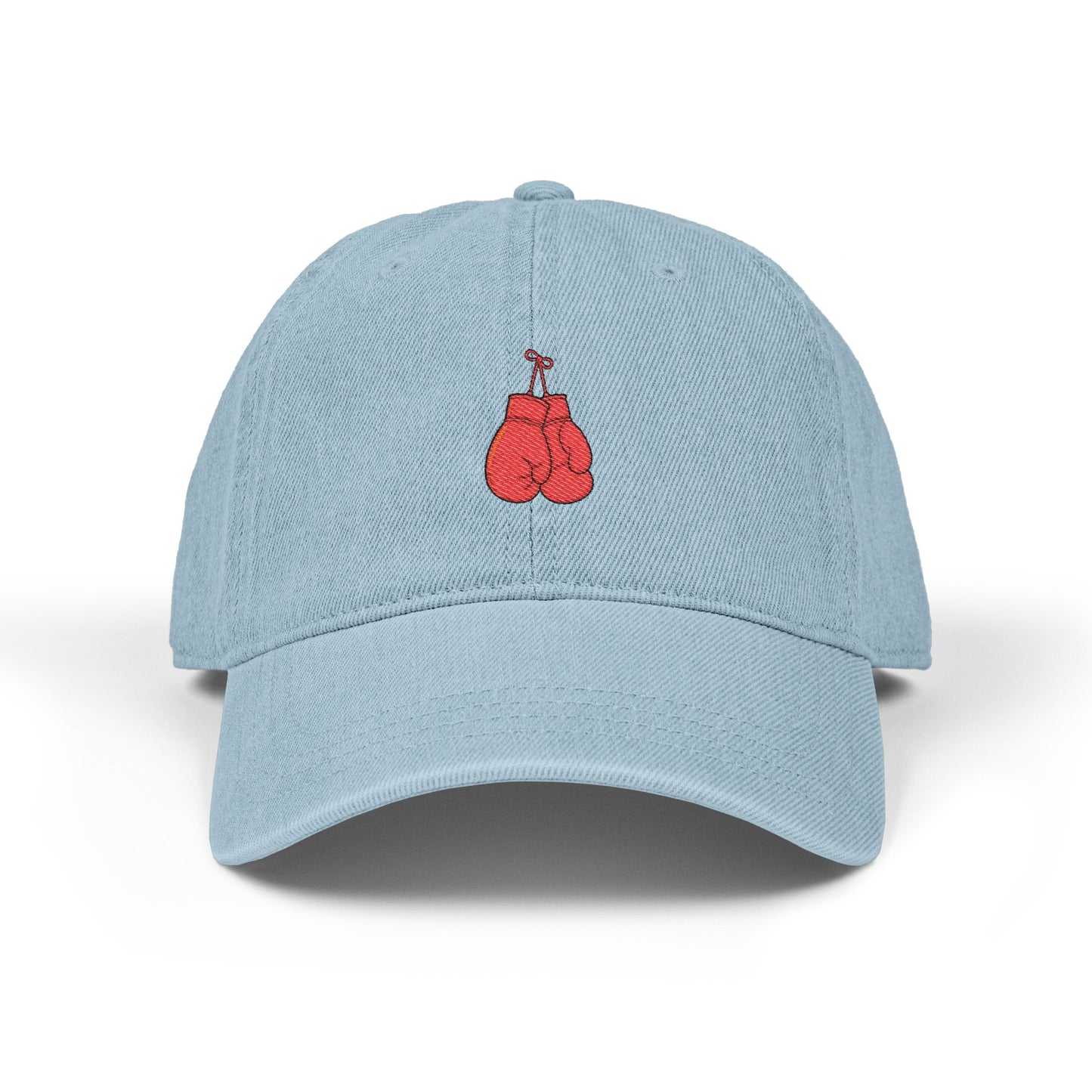 Embroidered Boxing Gloves Denim Hat — Vintage Sport Cap Hats Printify One size Light Blue