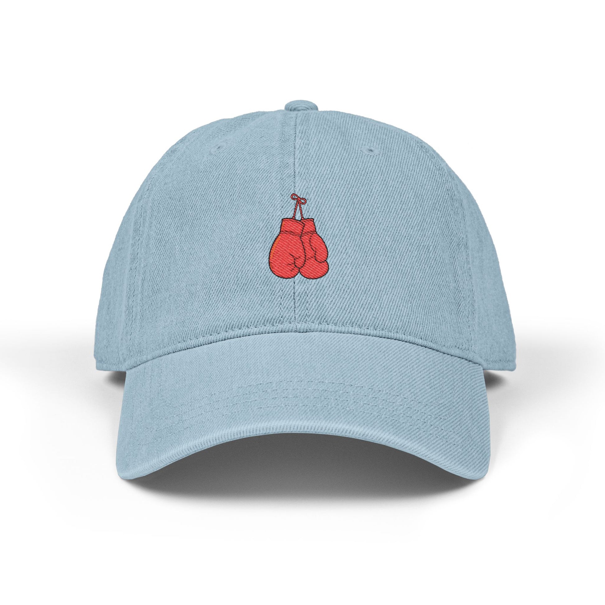 Embroidered Boxing Gloves Denim Hat — Vintage Sport Cap Hats Printify One size Light Blue
