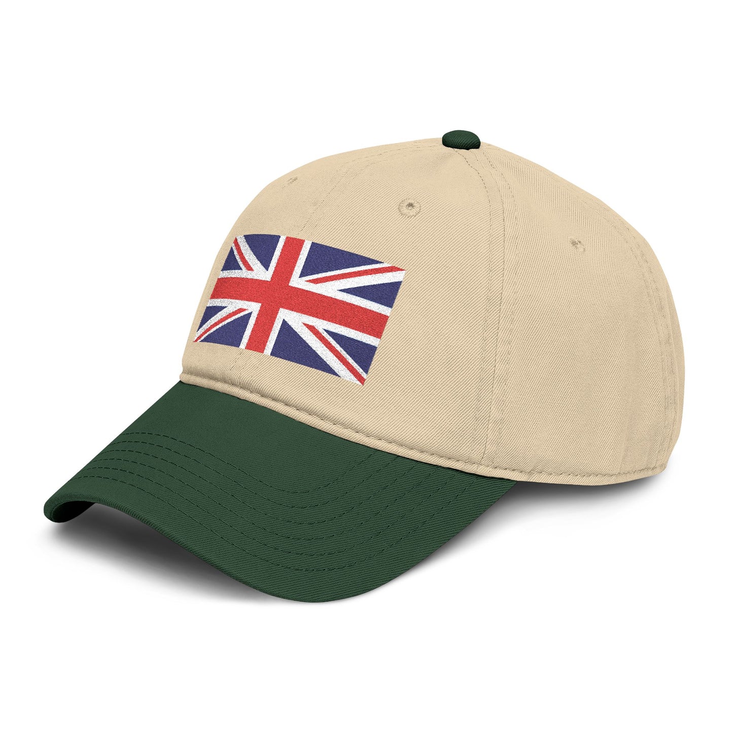 Washed Cotton Baseball Cap with Distressed Union Jack Patch Hats Printify