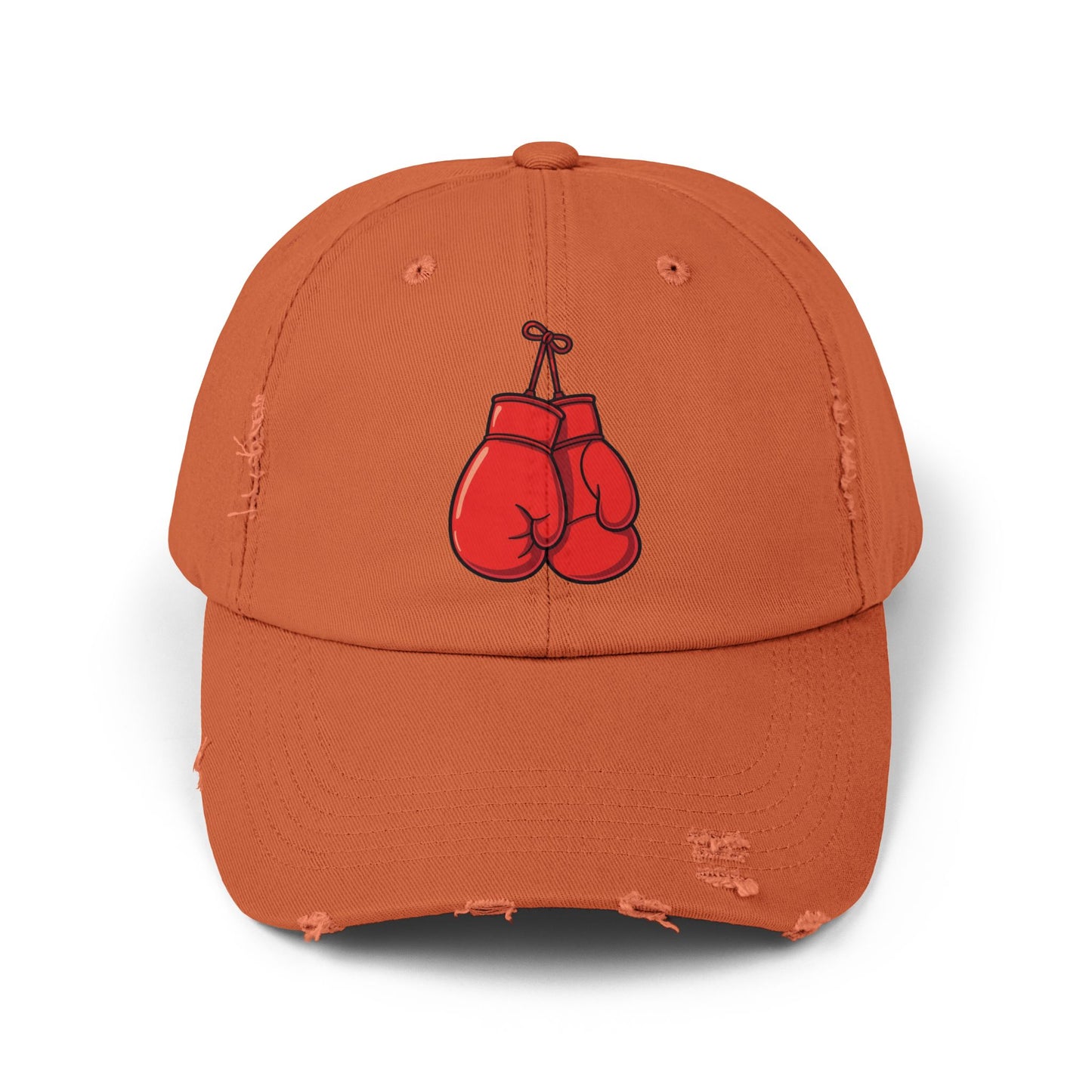 Boxing Gloves Distressed Cap - Red Gloves Dad Hat Hats Printify Burnt Orange One size