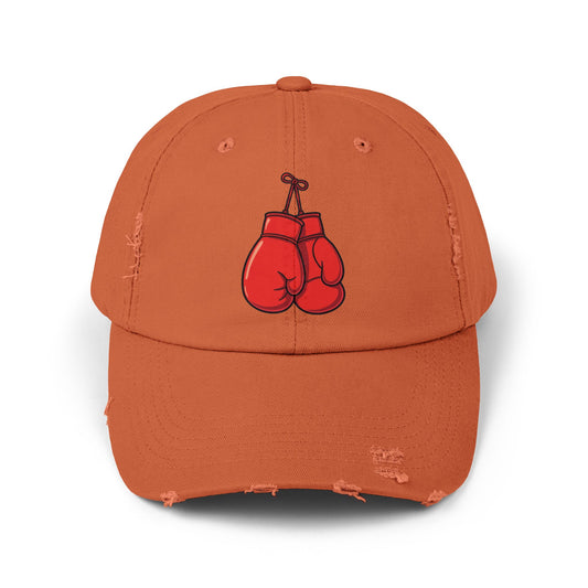 Boxing Gloves Distressed Cap - Red Gloves Dad Hat Hats Printify Burnt Orange One size
