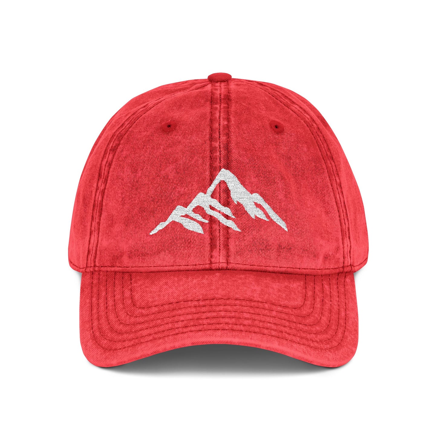 Vintage Embroidered Mountain Cap — Washed Red Dad Hat Hats Printify One size Red