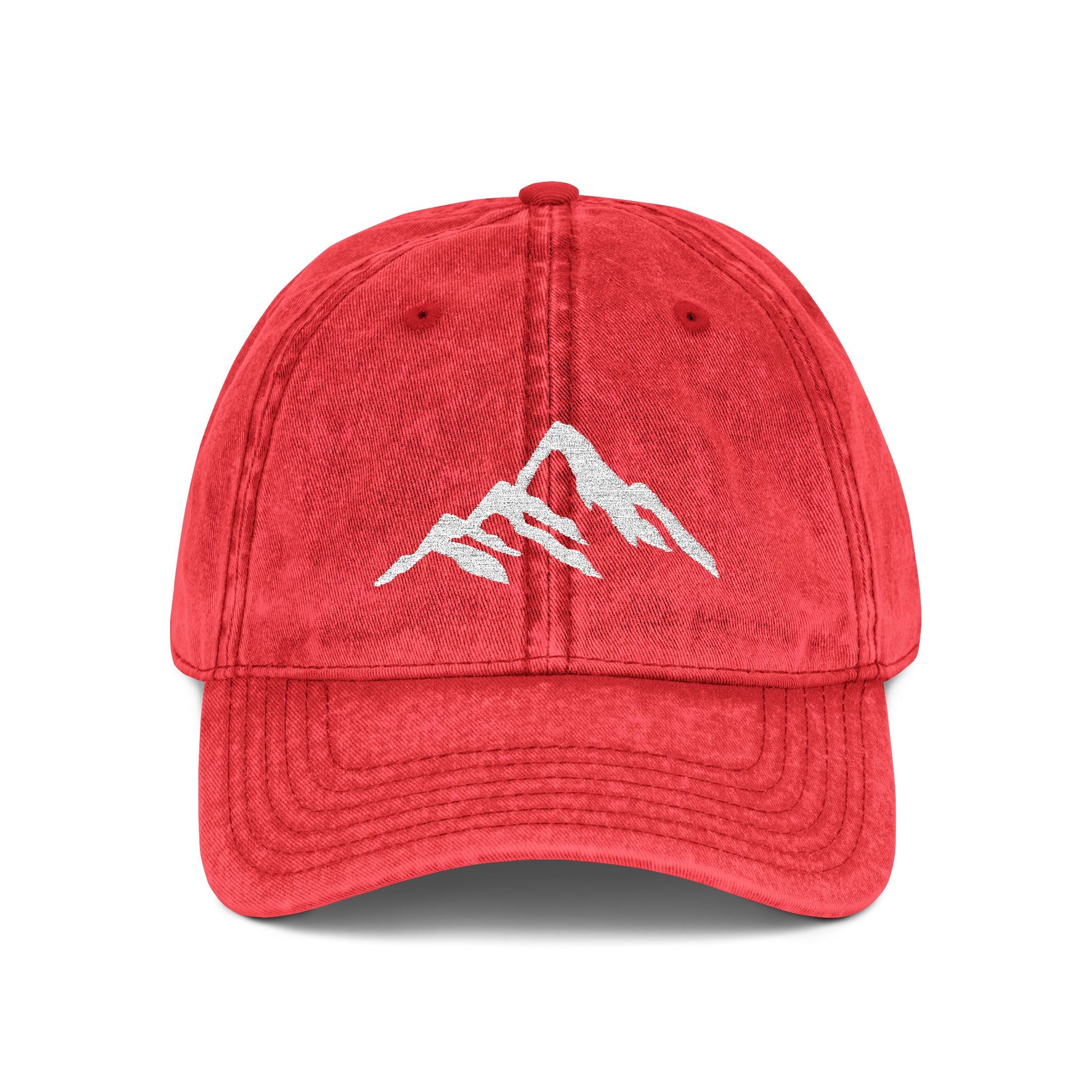 Vintage Embroidered Mountain Cap — Washed Red Dad Hat Hats Printify One size Red