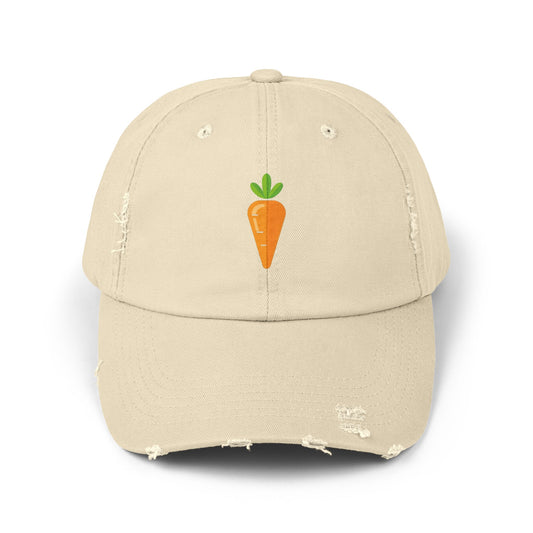 Carrot Patch Distressed Cap — Cute Embroidered Vegetable Baseball Hat Hats Printify Stone One size