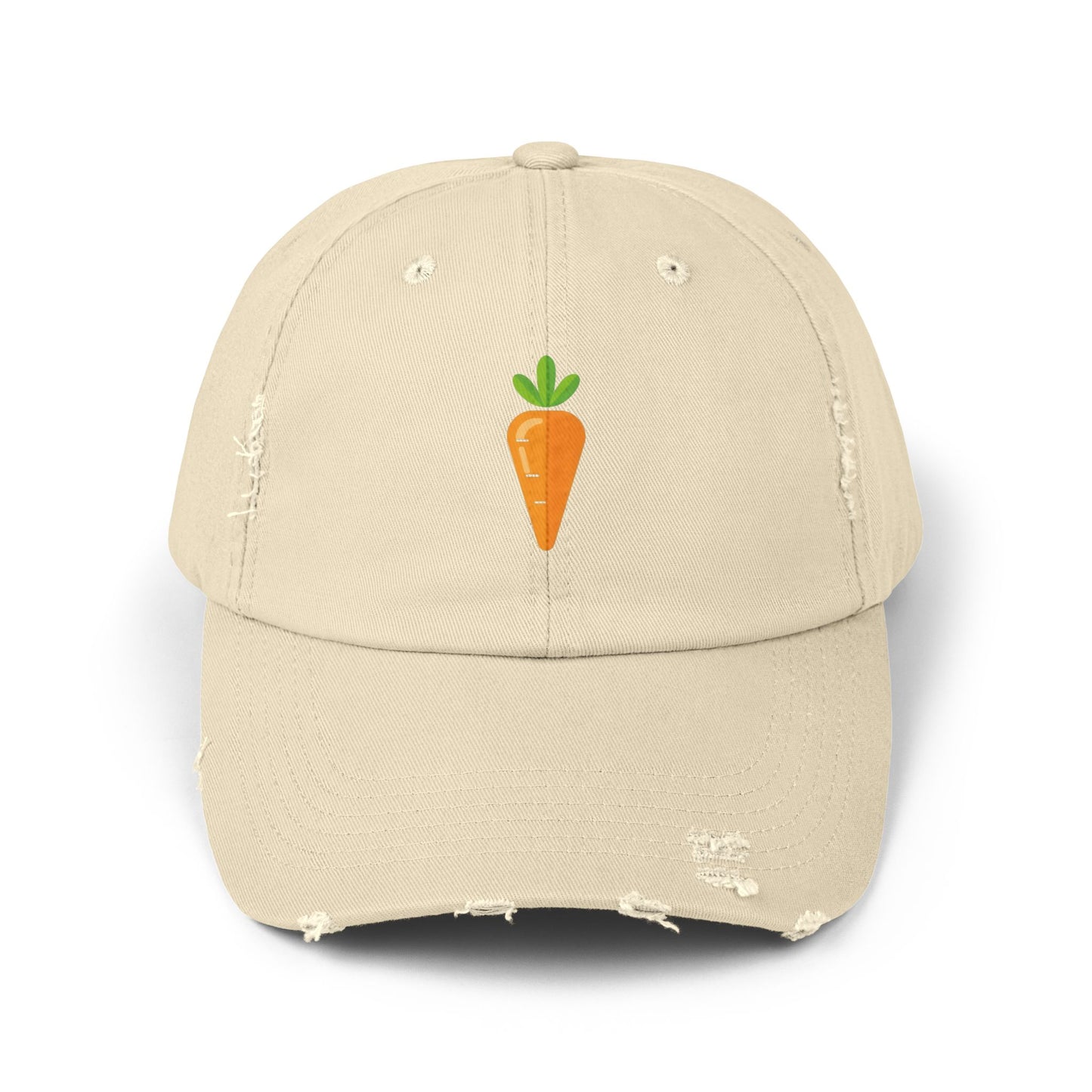 Carrot Patch Distressed Cap — Cute Embroidered Vegetable Baseball Hat Hats Printify Stone One size
