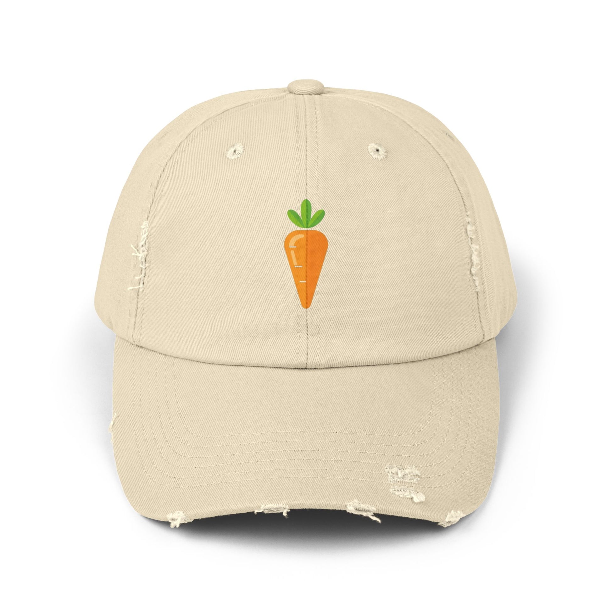 Carrot Patch Distressed Cap — Cute Embroidered Vegetable Baseball Hat Hats Printify Stone One size