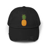 Distressed Pineapple Cap — Retro Embroidered Fruit Hat Hats Printify Black One size
