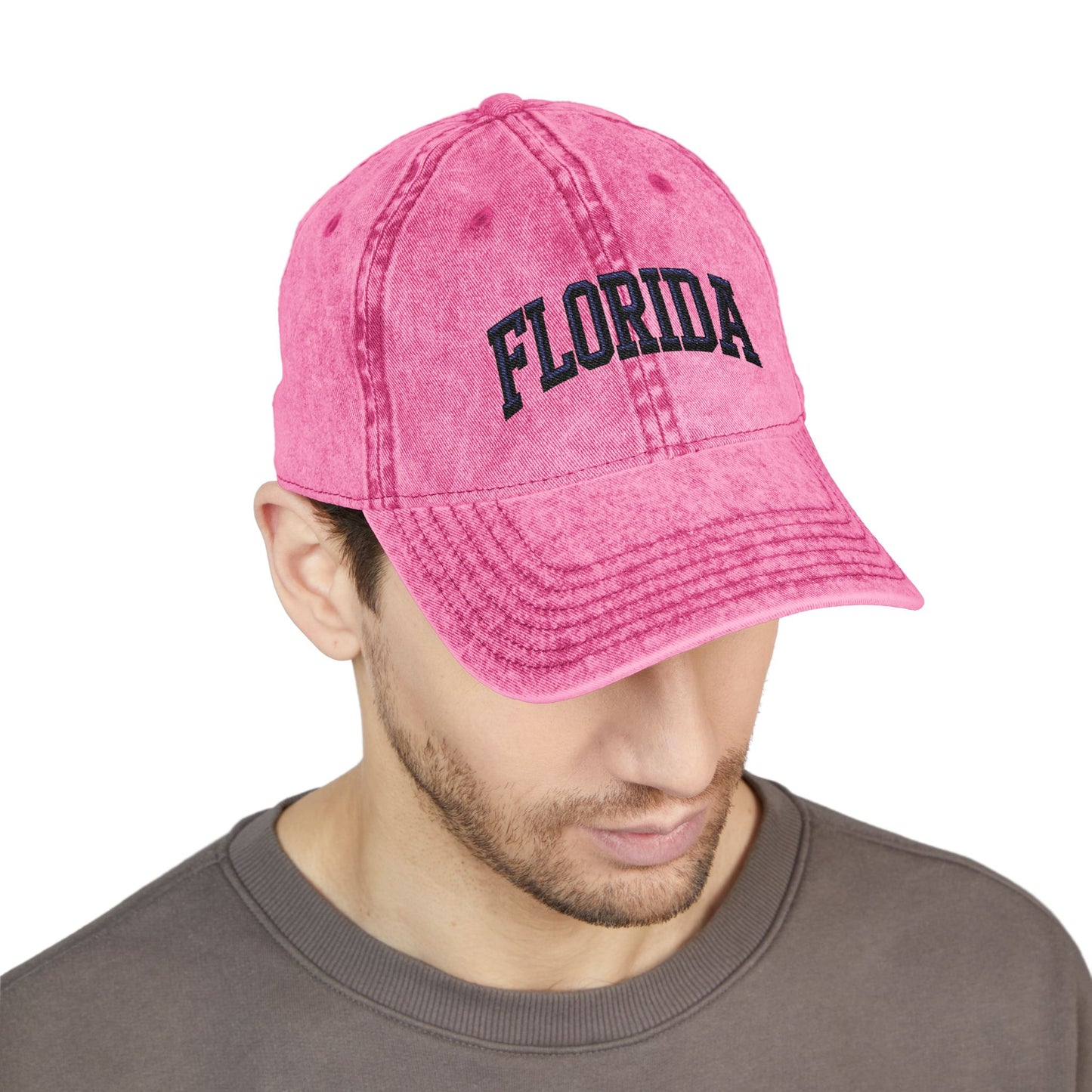 Florida Vintage Embroidered Cap - Washed Red Dad Hat Hats Printify