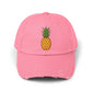 Distressed Pineapple Cap — Retro Embroidered Fruit Hat Hats Printify True Pink One size
