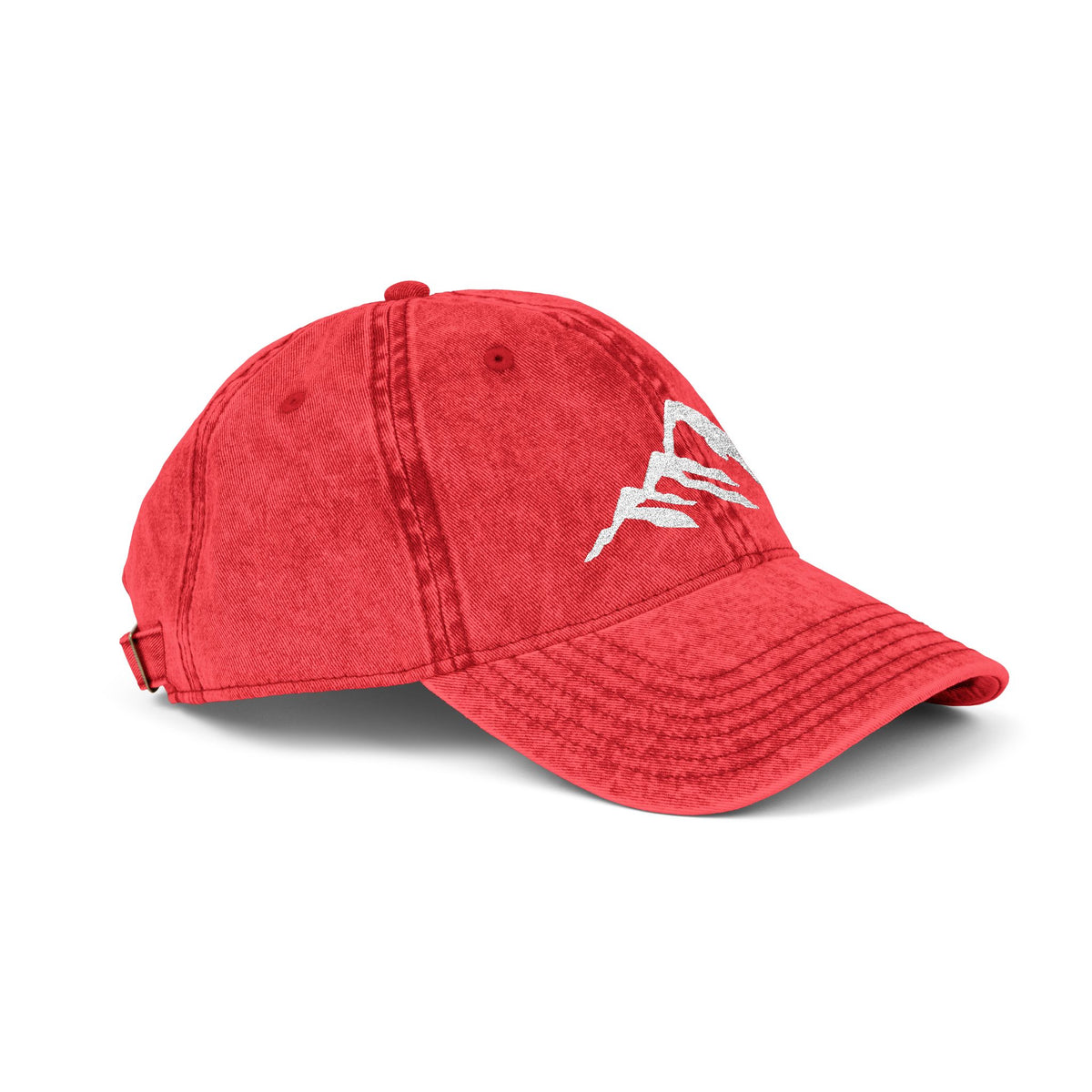 Vintage Embroidered Mountain Cap — Washed Red Dad Hat Hats Printify