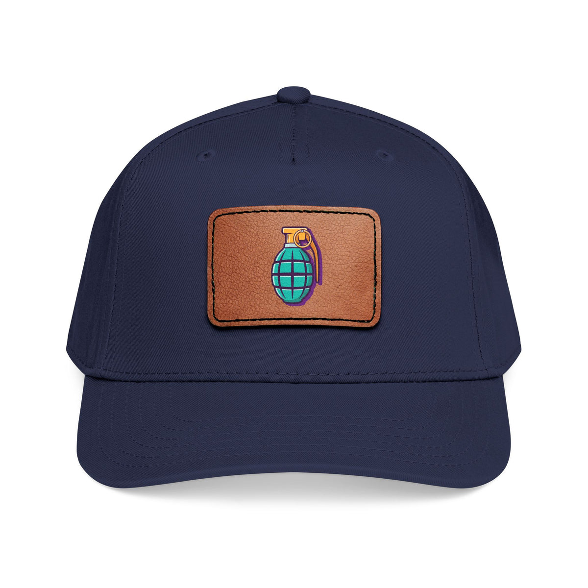 Leather Patch Baseball Cap — Retro Grenade Patch Hat