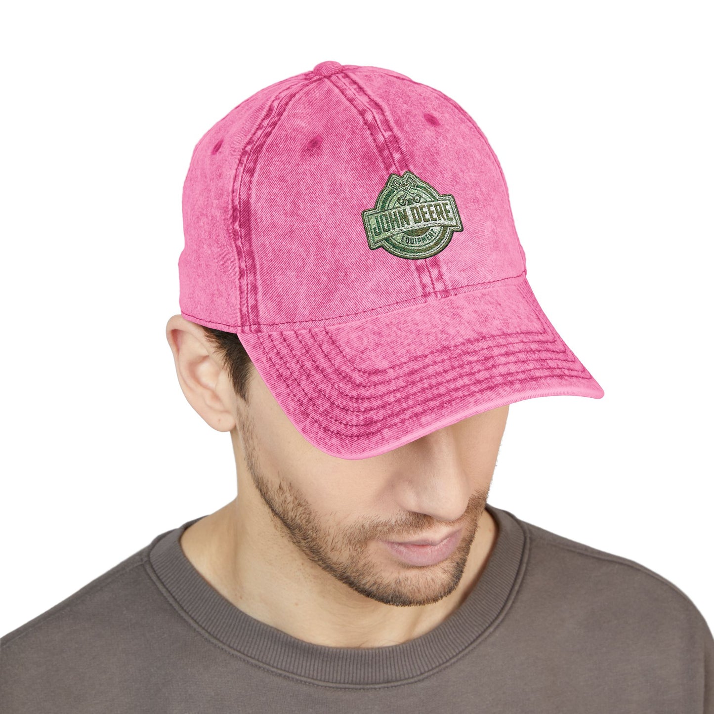 Vintage Embroidered Cap - Retro Green Crest Logo Dad Hat