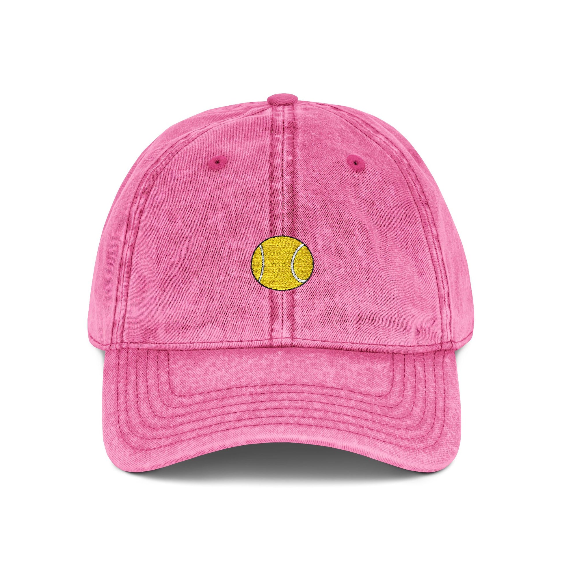 Vintage Embroidered Sunflower Cap — Retro Washed Baseball Hat Hats Printify One size Pink
