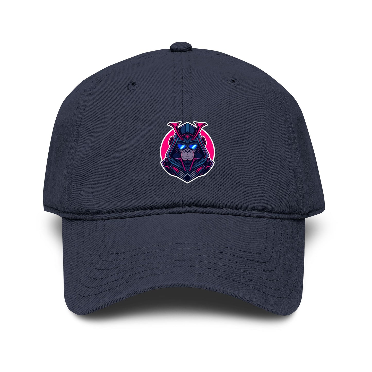 Embroidered Neon Samurai Baseball Cap — Washed Cotton Hat Hats Printify One size Navy