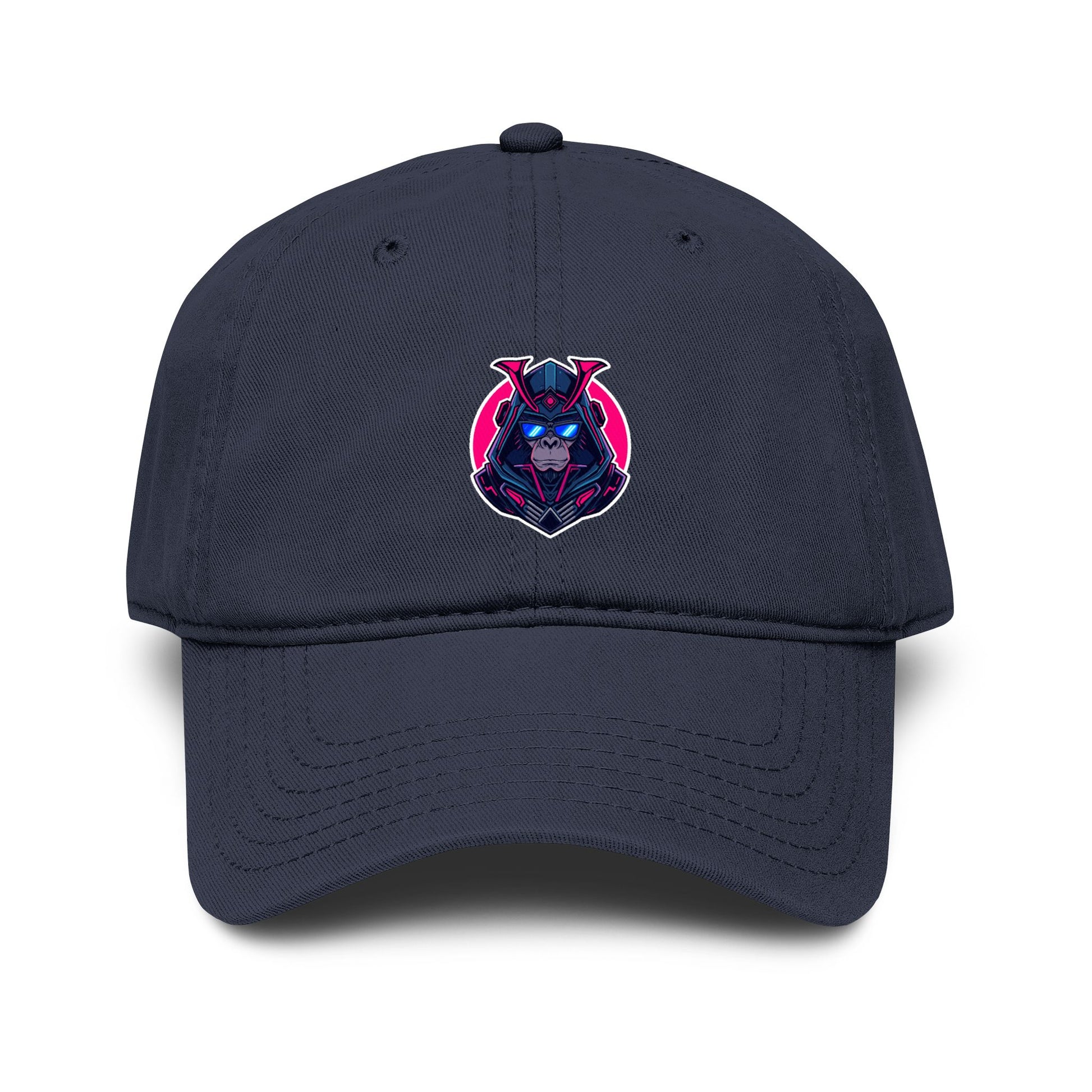 Embroidered Neon Samurai Baseball Cap — Washed Cotton Hat Hats Printify One size Navy