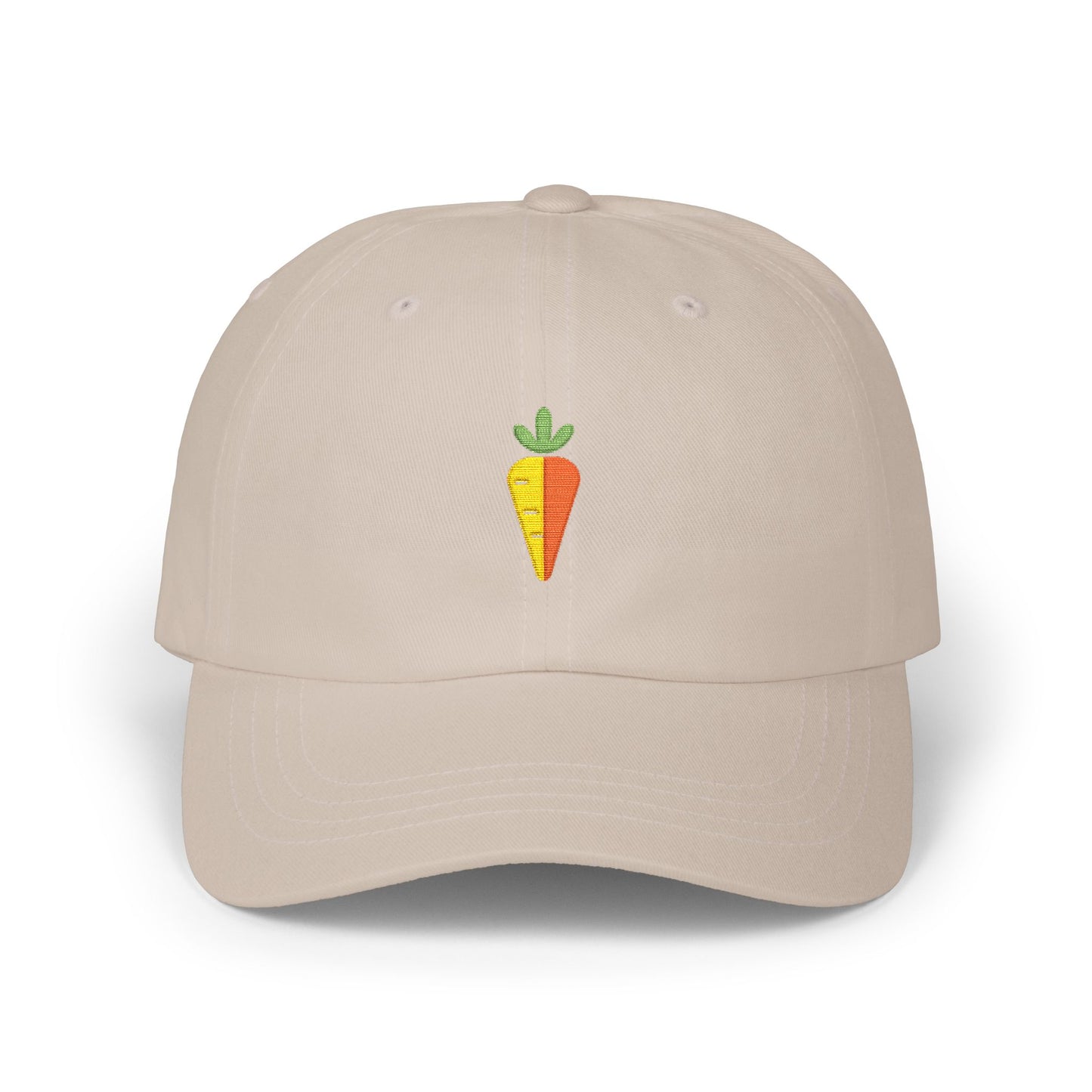 Carrot Embroidered Dad Cap — Minimal Vegetable Baseball Hat Hats Printify Stone One size