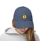 Padlock Distressed Cap — Minimal Lock Embroidered Baseball Hat Hats Printify