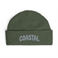 Coastal Cuff Beanie — Knit Winter Hat with 'COASTAL' Embroidered Seaglass Script Hats Printify One size Cypress