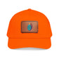 Leather Patch Baseball Cap — Retro Grenade Patch Hat Hats Printify One size Neon Orange / Light Brown patch Rectangle