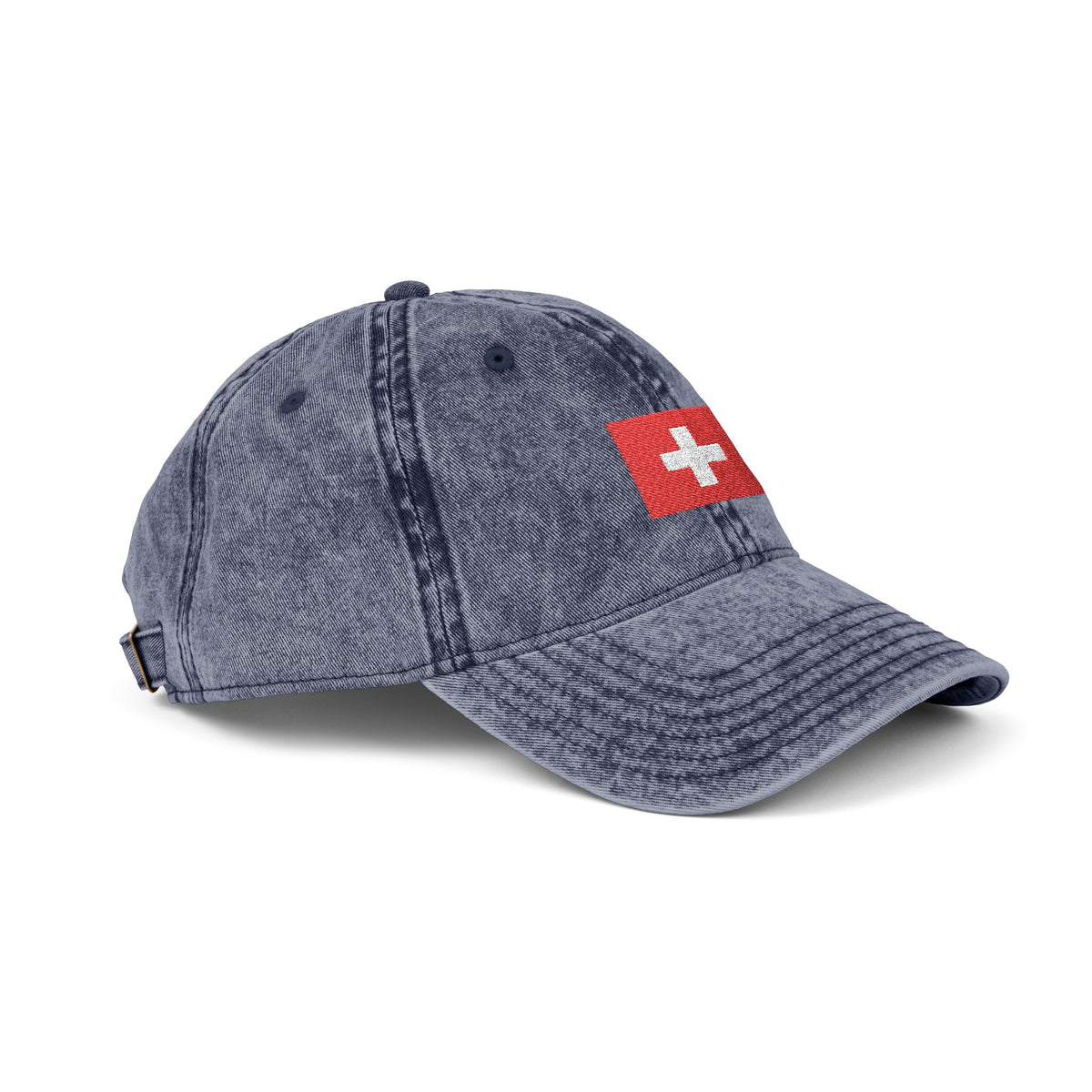 Red Vintage Embroidered Cross Cap - Washed Baseball Hat Hats Printify