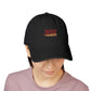 Embroidered Denim Hat — JCW Logo Cap with Gold Rope Accent Hats Printify