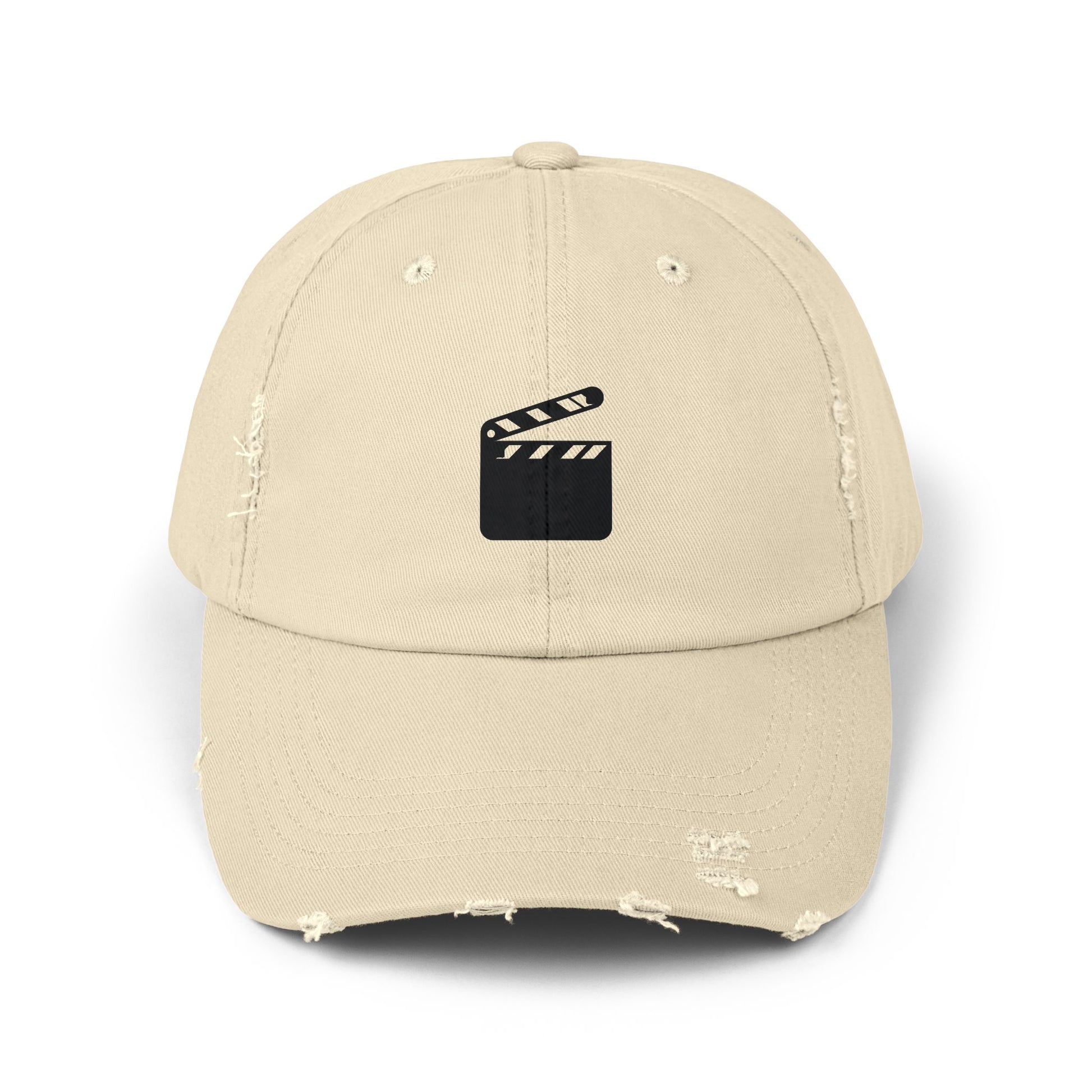 Distressed Black Baseball Cap — Vintage Ripped Dad Hat Hats Printify Stone One size