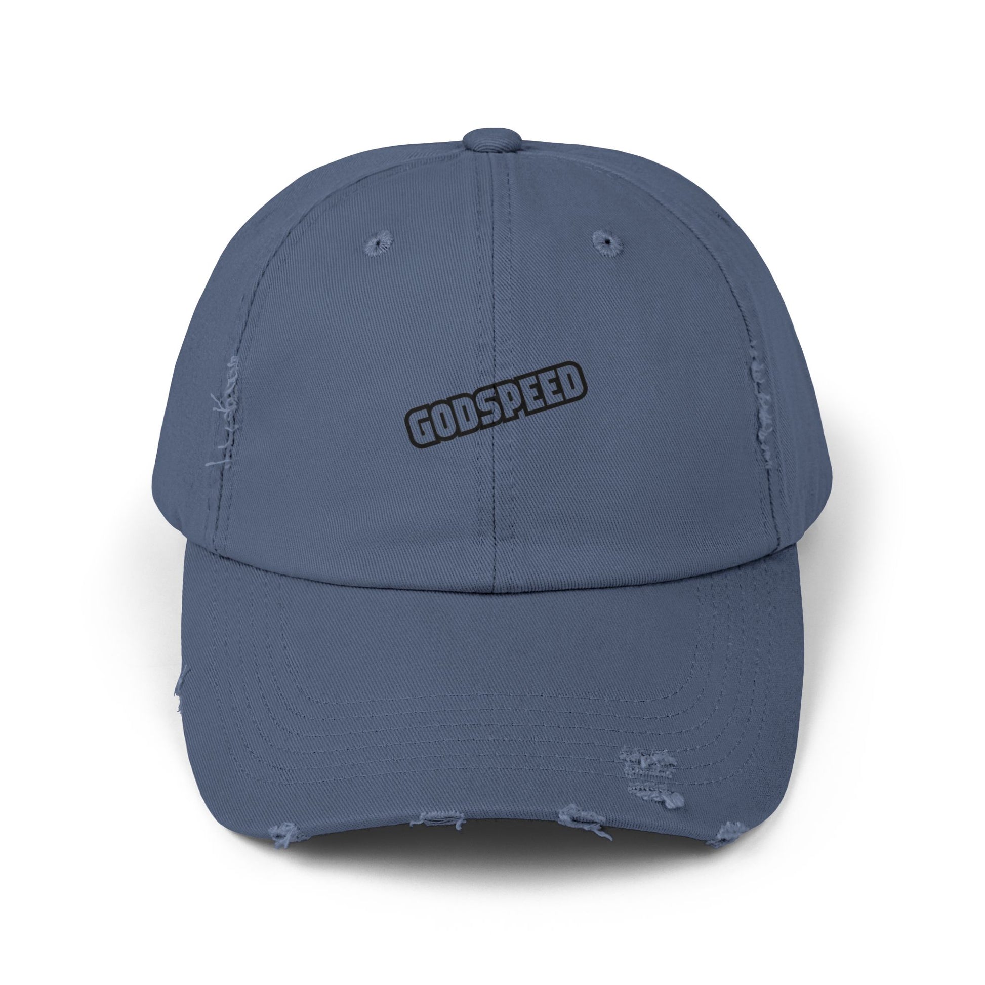 Godspeed Distressed Baseball Cap – Vintage Worn Dad Hat for Men & Women Hats Printify Scotland Blue One size