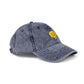 Embroidered Vintage Cap — Dripping Yellow Smiley Face Hat Hats Printify