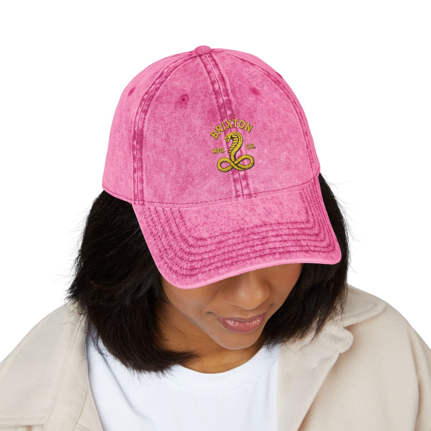 Vintage Embroidered Cap — Retro Snake Logo Dad Hat