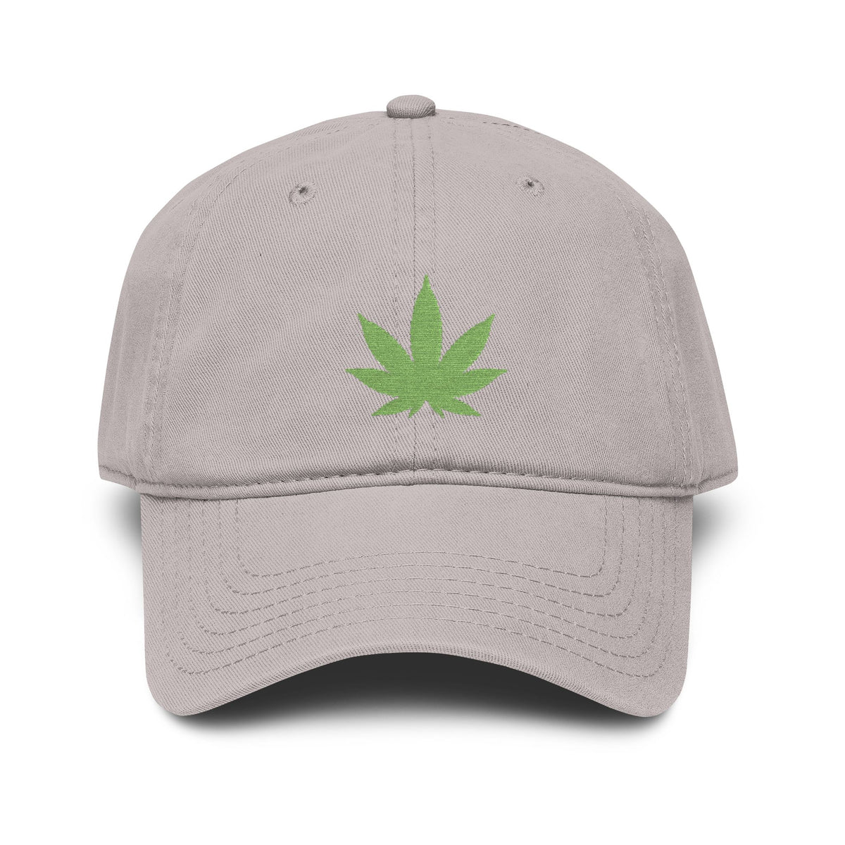 Washed Baseball Cap with Green Glitter Cannabis Leaf Embroidery Hats Printify One size Gray