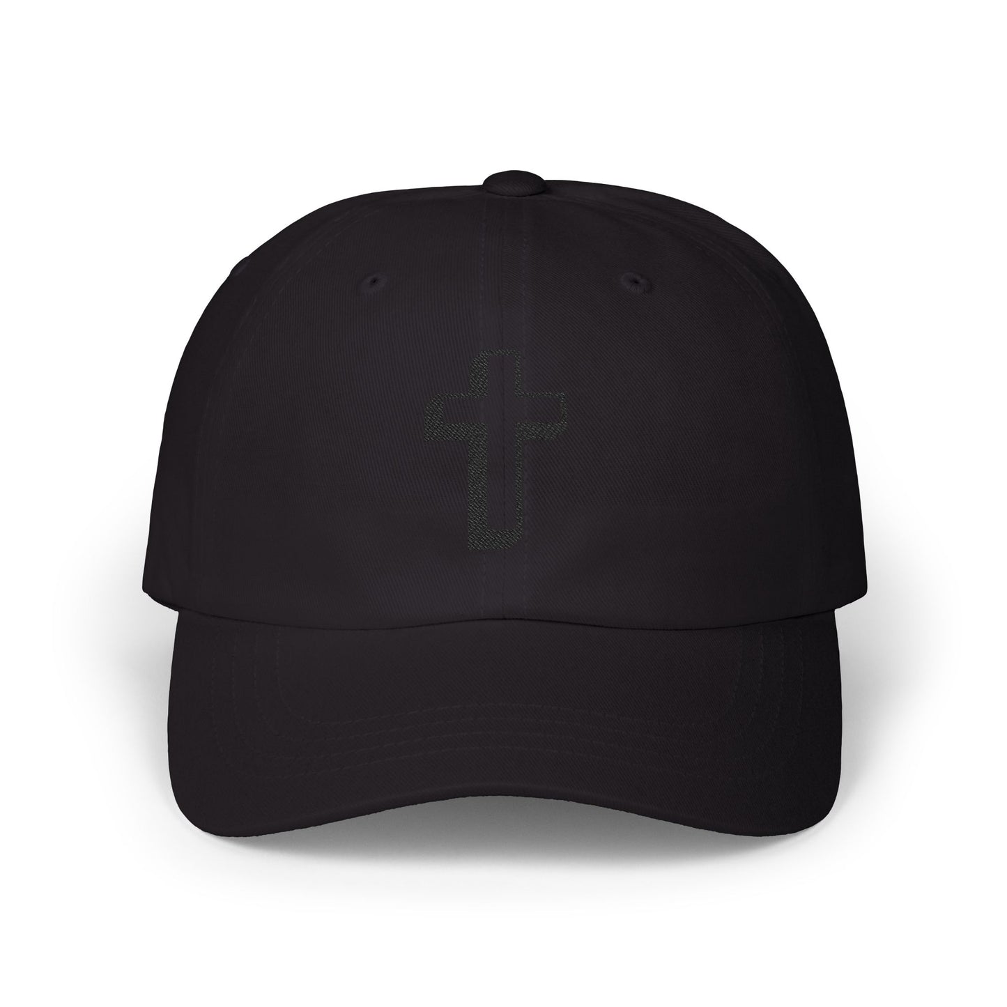 Christian Cross Dad Cap – Embroidered Minimalist Baseball Hat Hats Printify Black One size