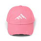Distressed Mountain Hat — Minimal White Peak Embroidered Cap Hats Printify True Pink One size