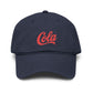 Washed Cotton Baseball Cap with Retro "Cola" Script Embroidery Hats Printify One size Navy