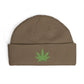 Embroidered Glitter Cannabis Leaf Cuff Beanie Hats Printify One size Walnut