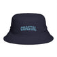Coastal Bucket Hat — Brown Beach Sun Hat with 'COASTAL' Retro Text Hats Printify One size Navy