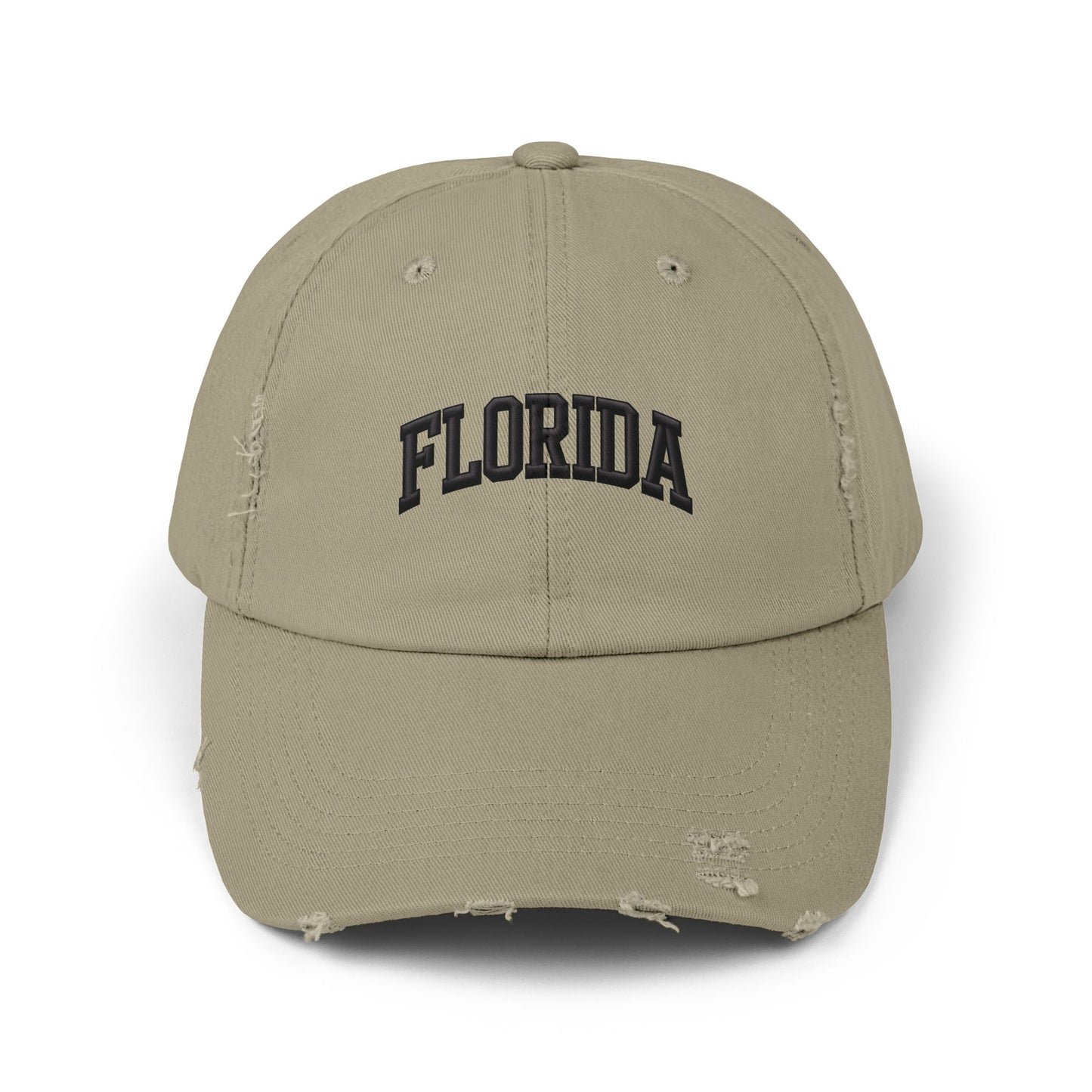 Distressed 'Florida' Baseball Cap — Vintage Black Dad Hat Hats Printify Light Olive One size
