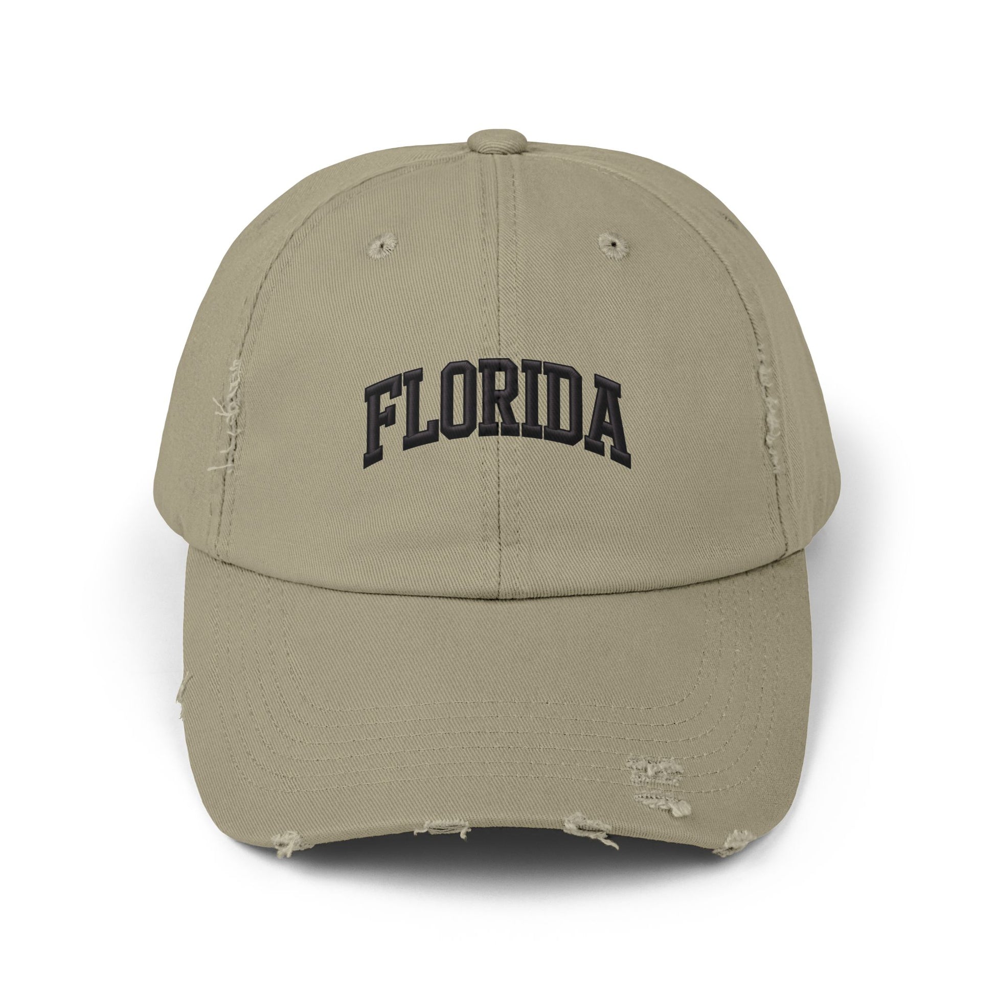 Distressed 'Florida' Baseball Cap — Vintage Black Dad Hat Hats Printify Light Olive One size