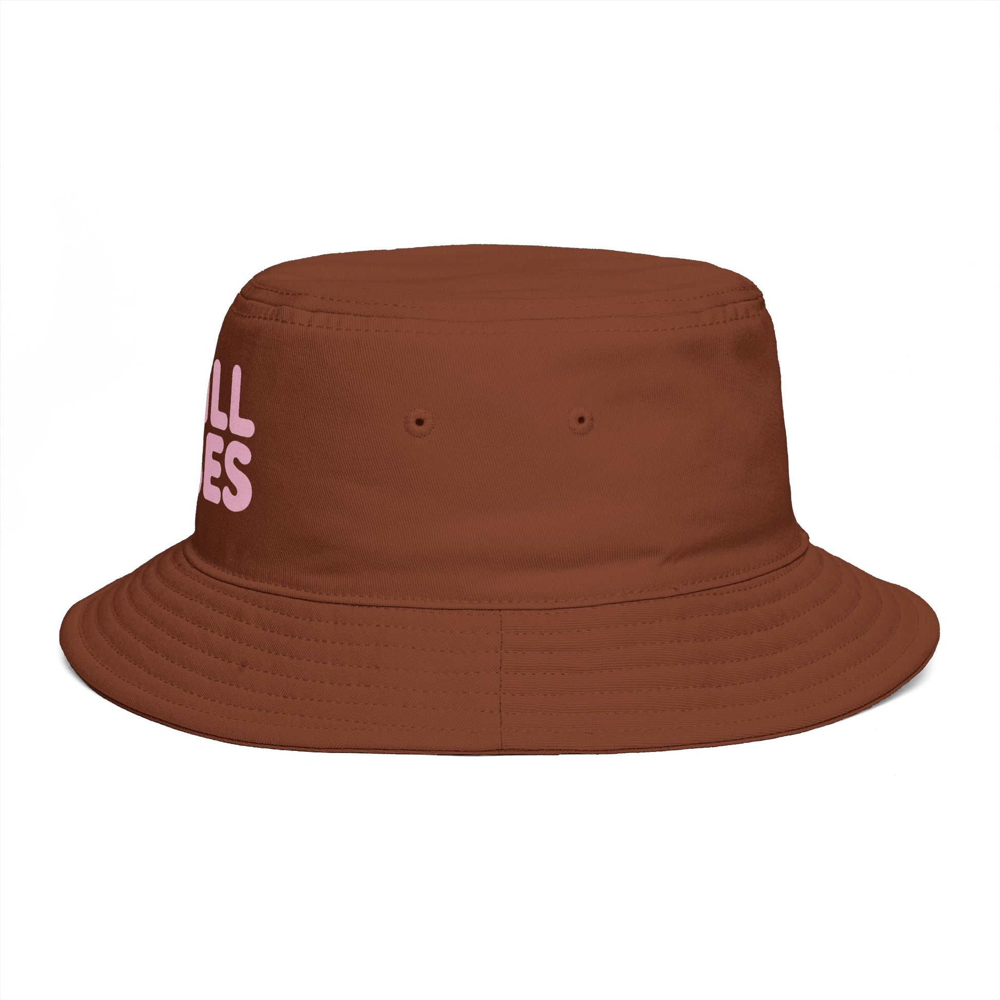 Chill Vibes Bucket Hat — Retro Pink Text Cotton Sun Hat Hats Printify