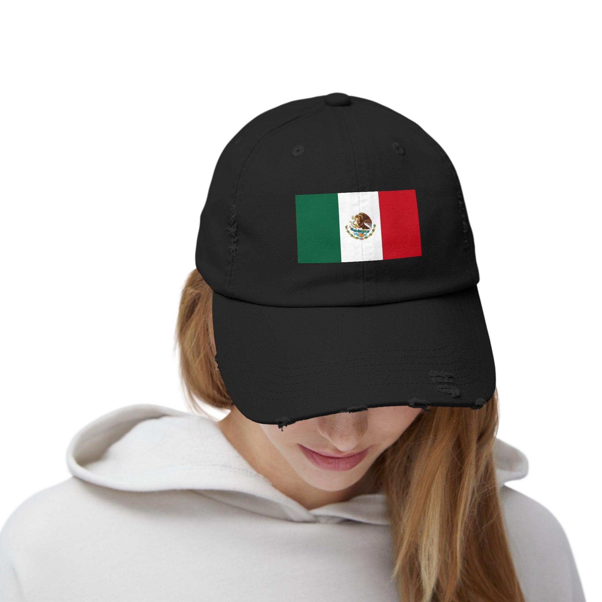 Mexico Flag Distressed Cap — Vintage Mexican Flag Dad Hat Hats Printify