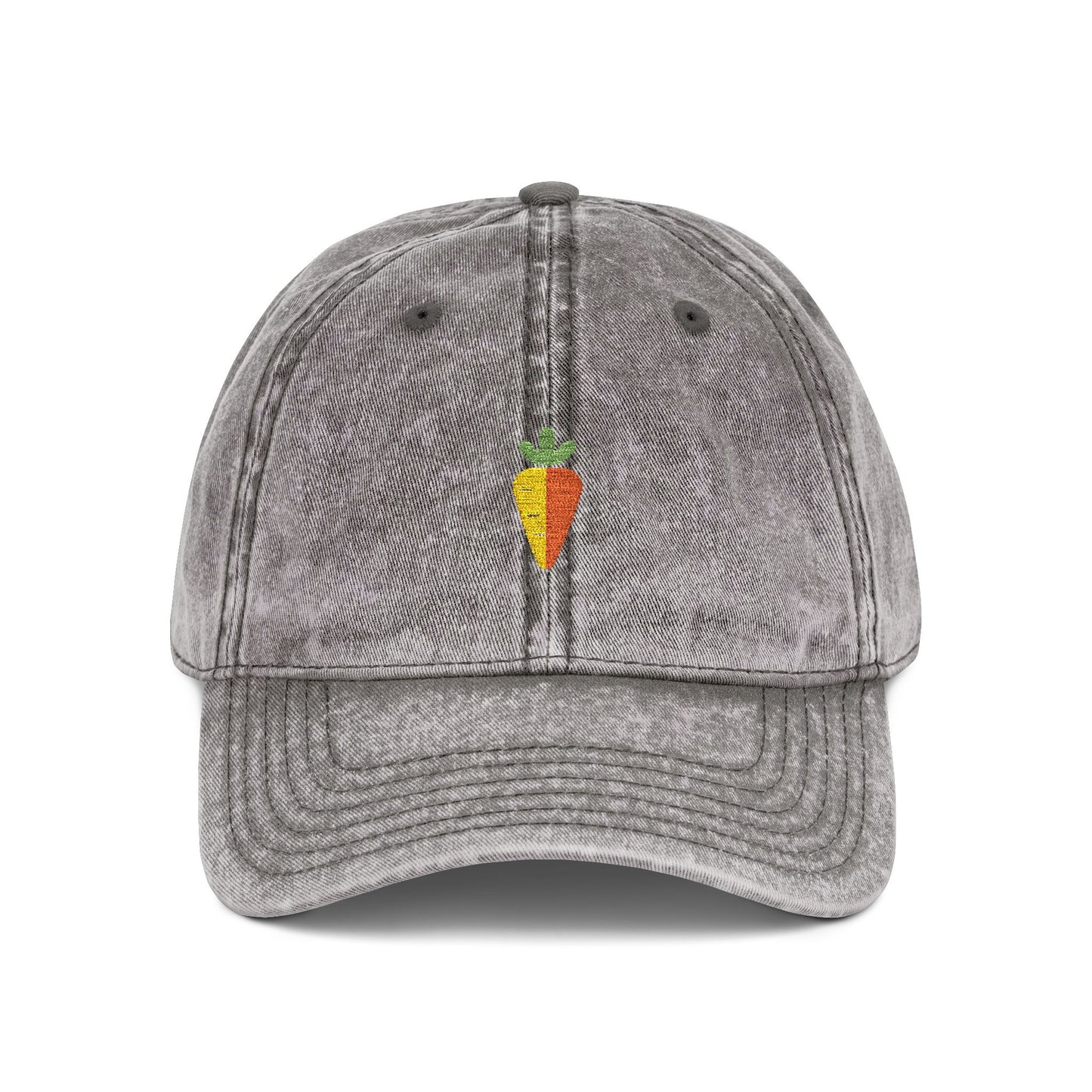 Vintage Embroidered Carrot Dad Hat – Washed Grey Cotton Cap Hats Printify One size Charcoal Grey