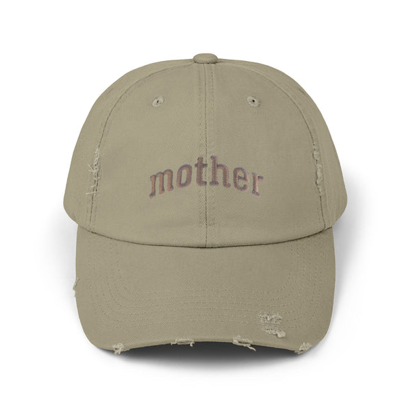 Mother Distressed Baseball Cap — Vintage Mom Hat, Casual Everyday Mom Gift Hats Printify Light Olive One size