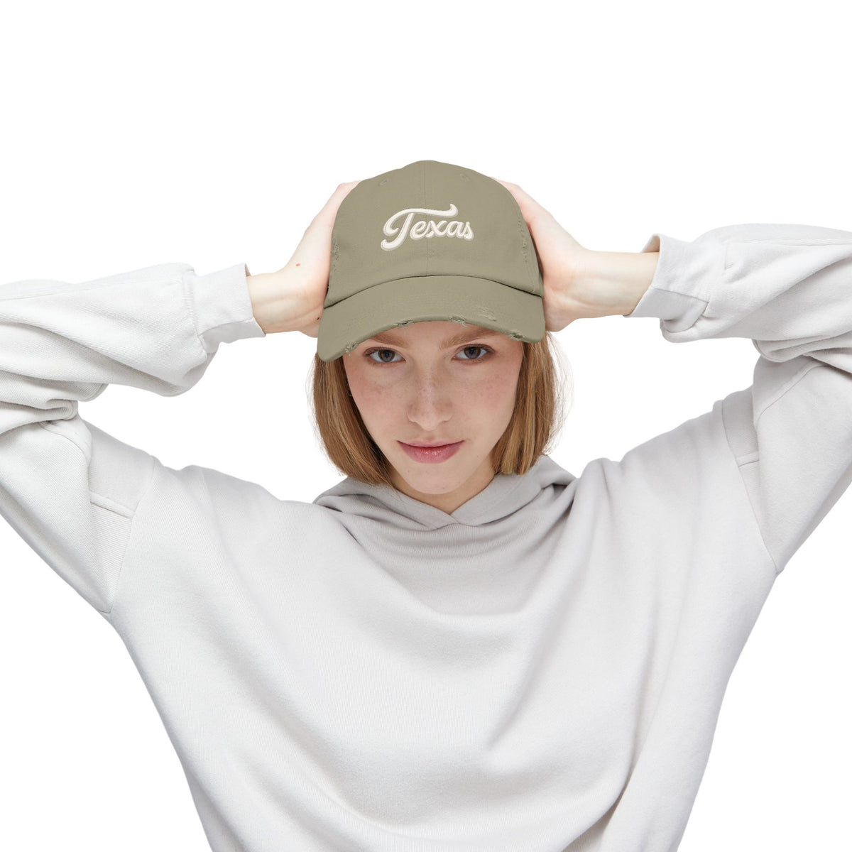 Texas Distressed Baseball Cap — Vintage Script Embroidered Hat