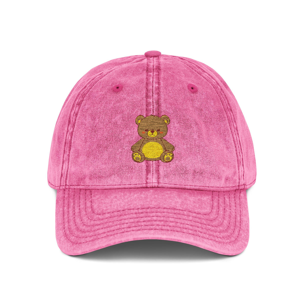 Vintage Embroidered Teddy Bear Cap Hats Printify One size Pink