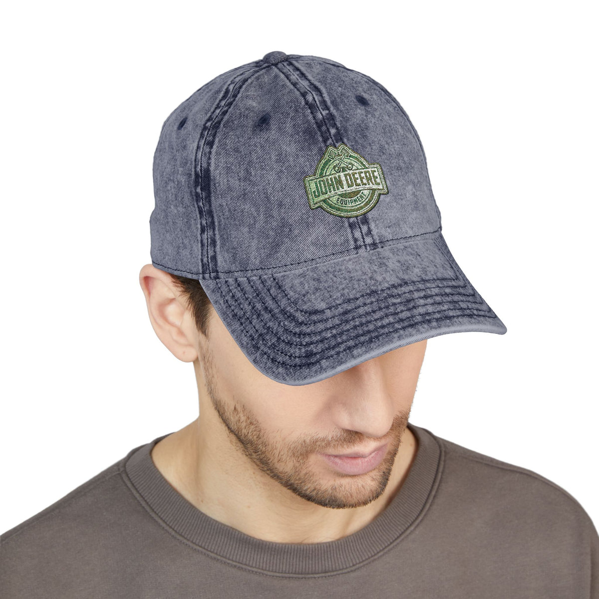 Vintage Embroidered Cap - Retro Green Crest Logo Dad Hat
