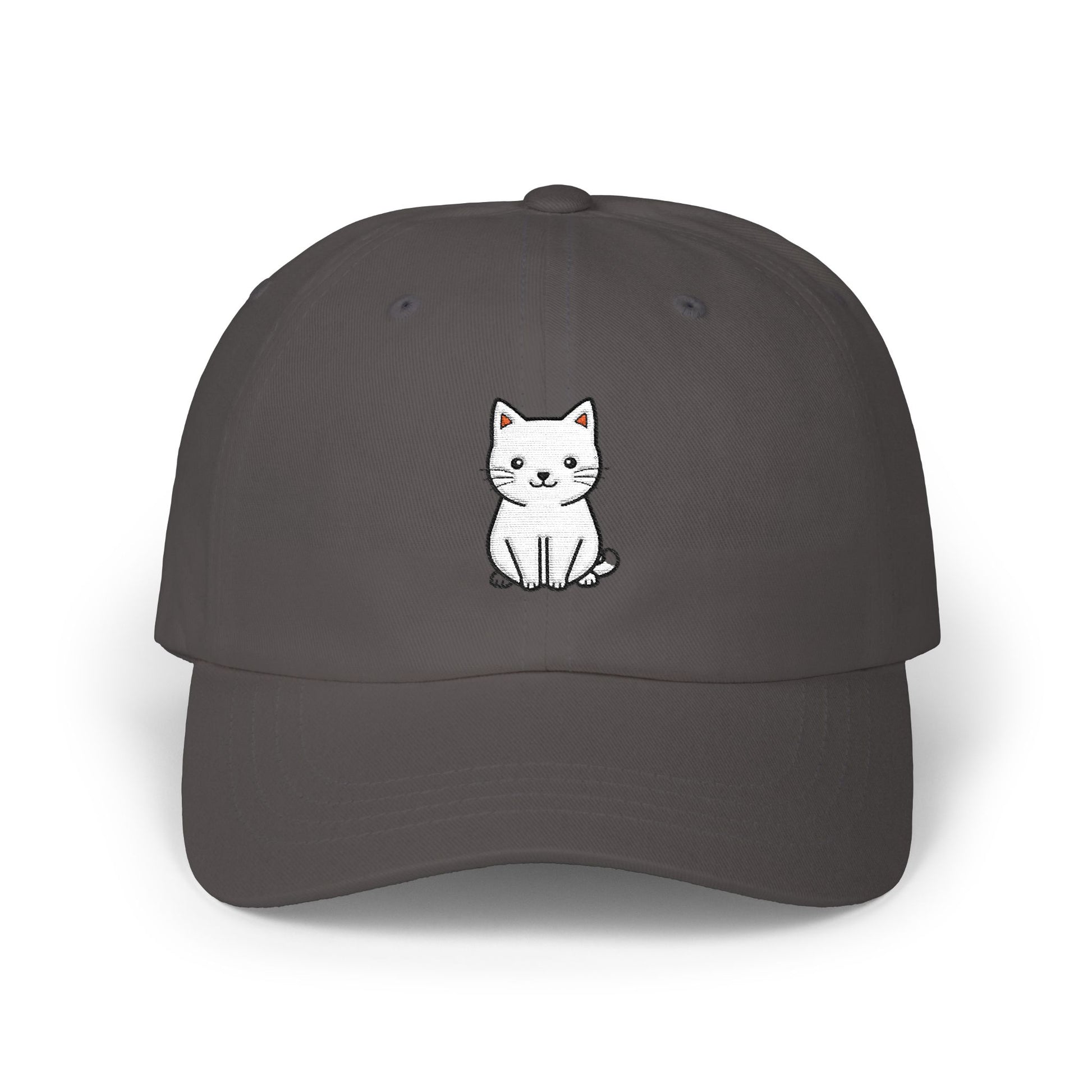 Cute Kitty Embroidered Dad Cap Hats Printify Dark Grey One size