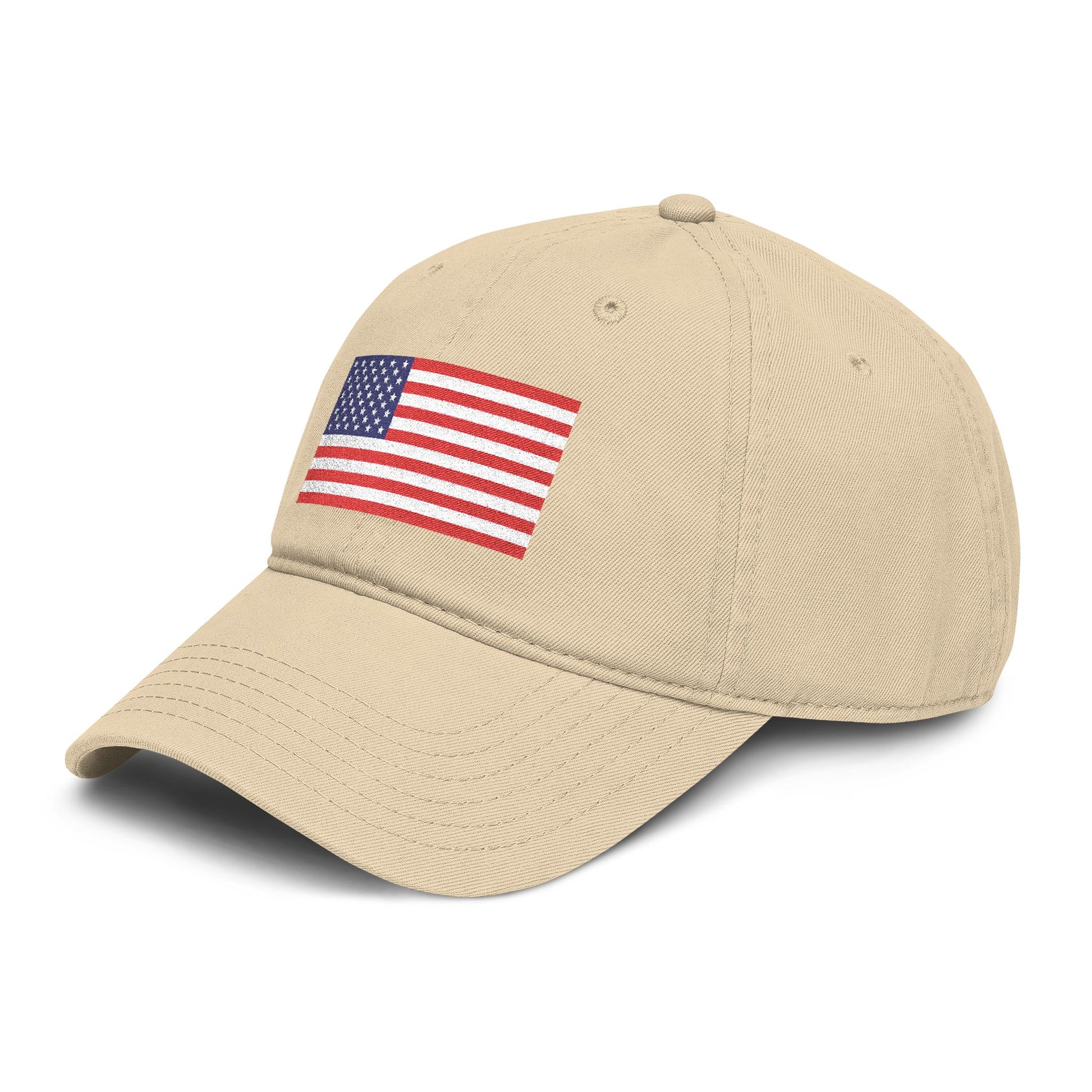 Embroidered American Flag Baseball Cap — Washed Cotton Patriotic Hat for 4th of July Hats Printify
