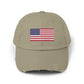 Distressed American Flag Cap — Vintage USA Baseball Hat Hats Printify Light Olive One size