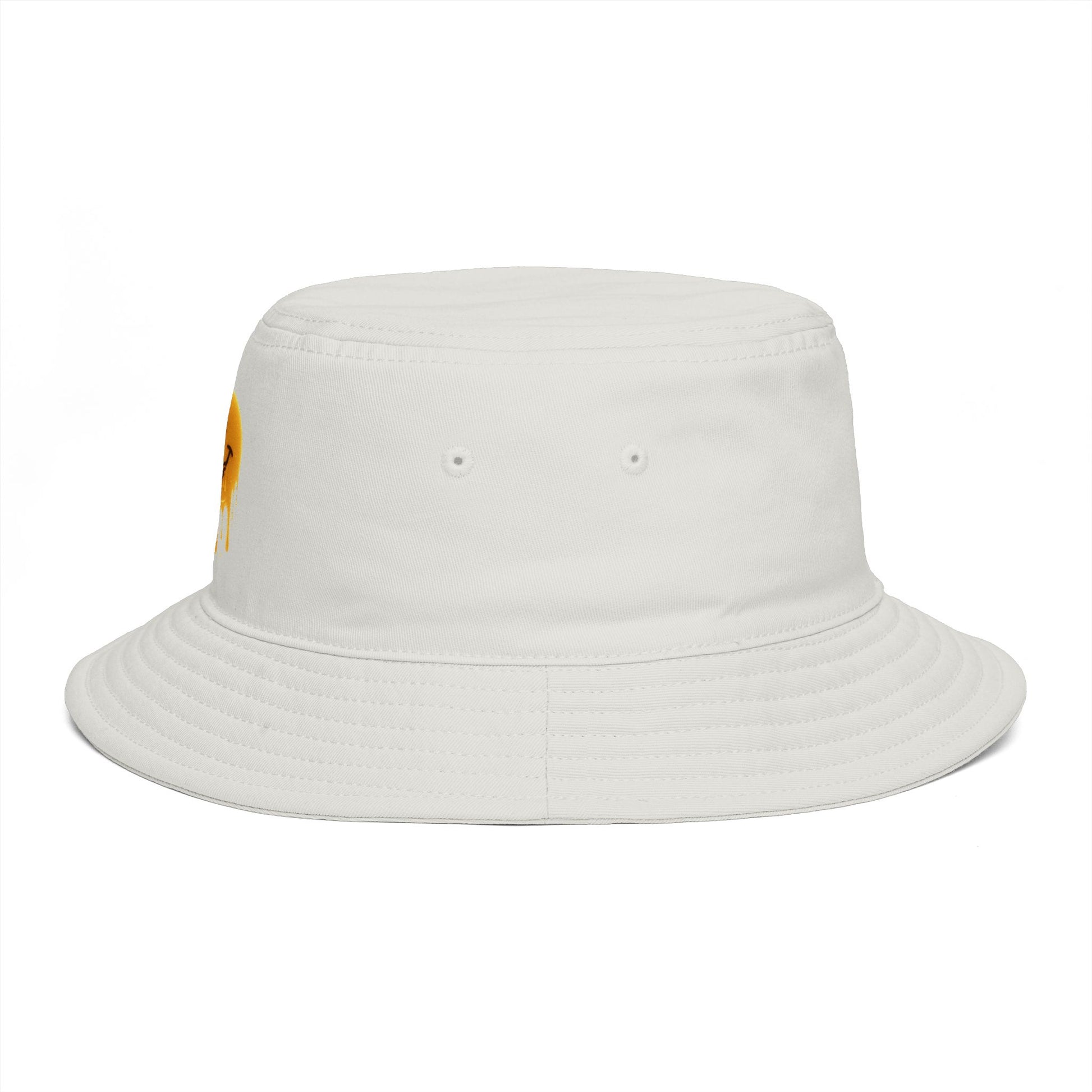 Smiley Drip Bucket Hat — Retro Melted Smile Face Sun Hat Hats Printify